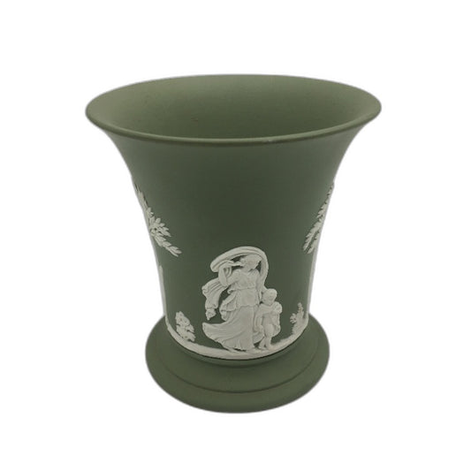 VINTAGE Wedgwood 1960s Green Jasperware Small Matte Vase