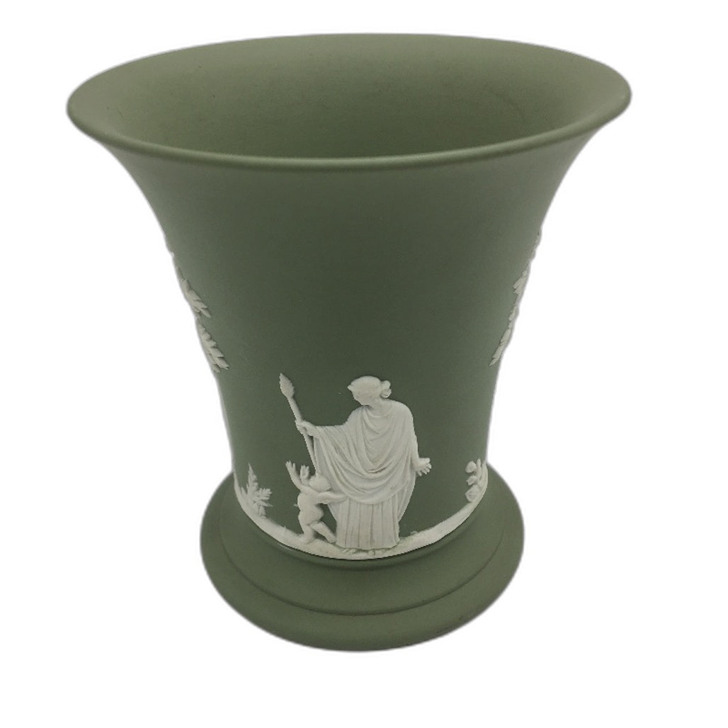 VINTAGE Wedgwood 1960s Green Jasperware Small Matte Vase