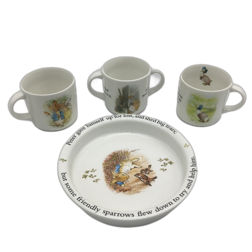 Wedgwood 2010 4pc Beatrix Potter Peter Rabbit Dinnerware Plate and Cups Set