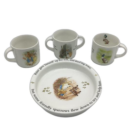 Wedgwood 2010 4pc Beatrix Potter Peter Rabbit Dinnerware Plate and Cups Set