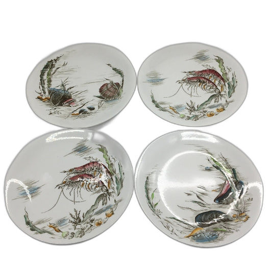 VINTAGE Johnson Bros Seafare 4pcs Handpainted Sea Creature Decorative Plate