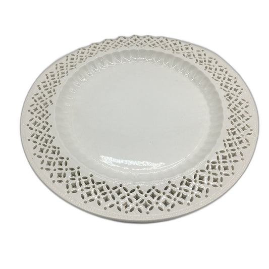 VINTAGE Leedsware Creamware Pierced 27cm Porcelain White Plate