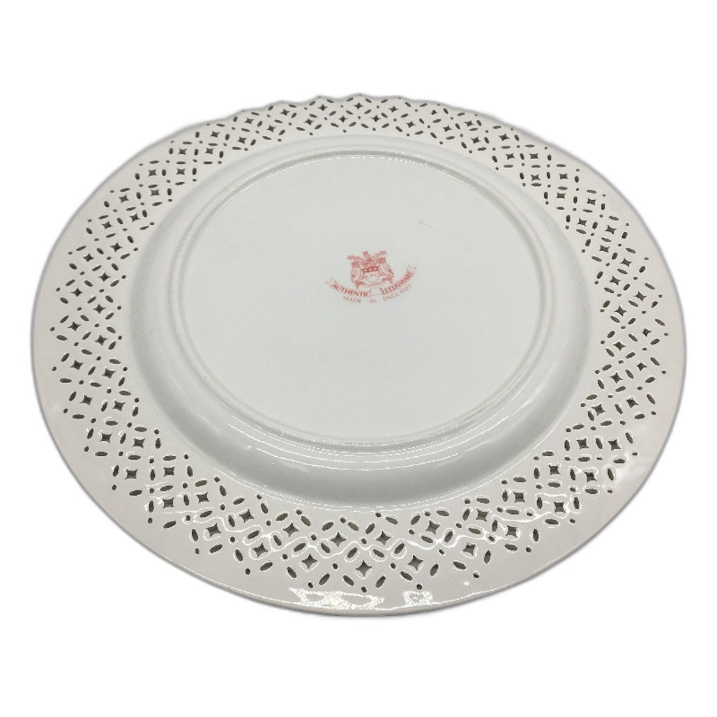 VINTAGE Leedsware Creamware Pierced 27cm Porcelain White Plate