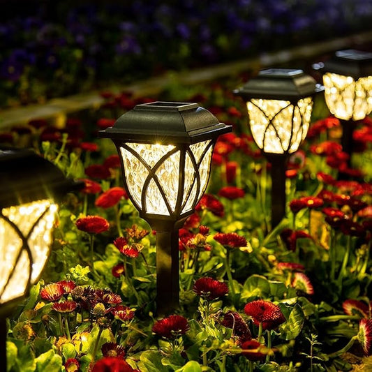 6 Pack Warm White Solar Pathway Waterproof LED Garden Lights NEW