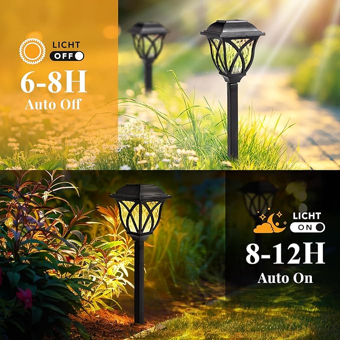 6 Pack Warm White Solar Pathway Waterproof LED Garden Lights NEW