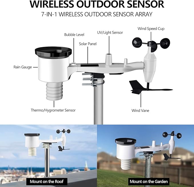 ECOWITT WS2910 Color Display Wifi Weather Station with Outdoor Sensor Array NEW