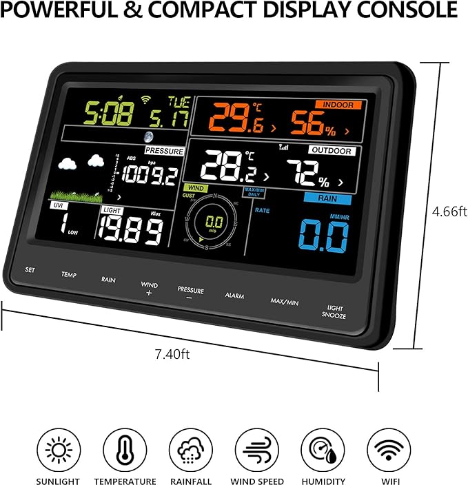 ECOWITT WS2910 Color Display Wifi Weather Station with Outdoor Sensor Array NEW