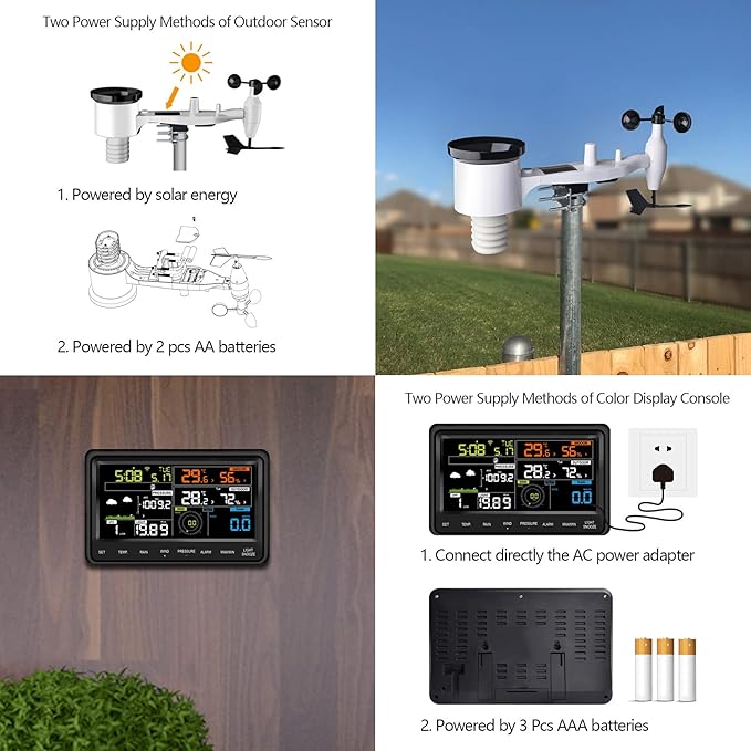 ECOWITT WS2910 Color Display Wifi Weather Station with Outdoor Sensor Array NEW