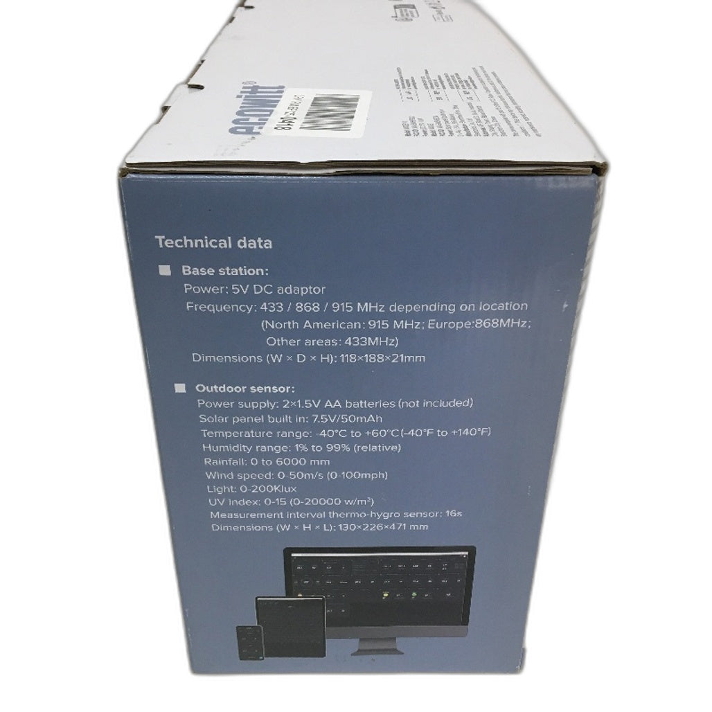 ECOWITT WS2910 Color Display Wifi Weather Station with Outdoor Sensor Array NEW