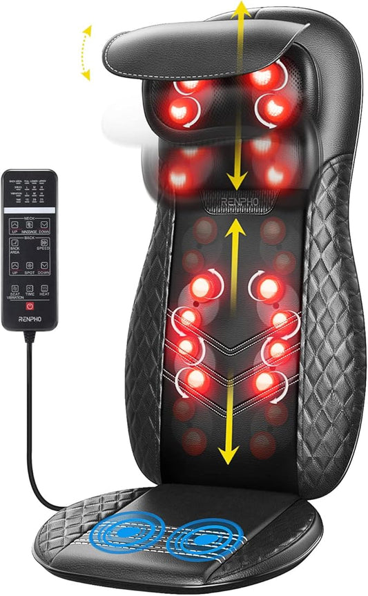 Renpho RF-BM066 Back and Neck 3 Mode Heated Shiatsu Massage Cushion Chair NEW