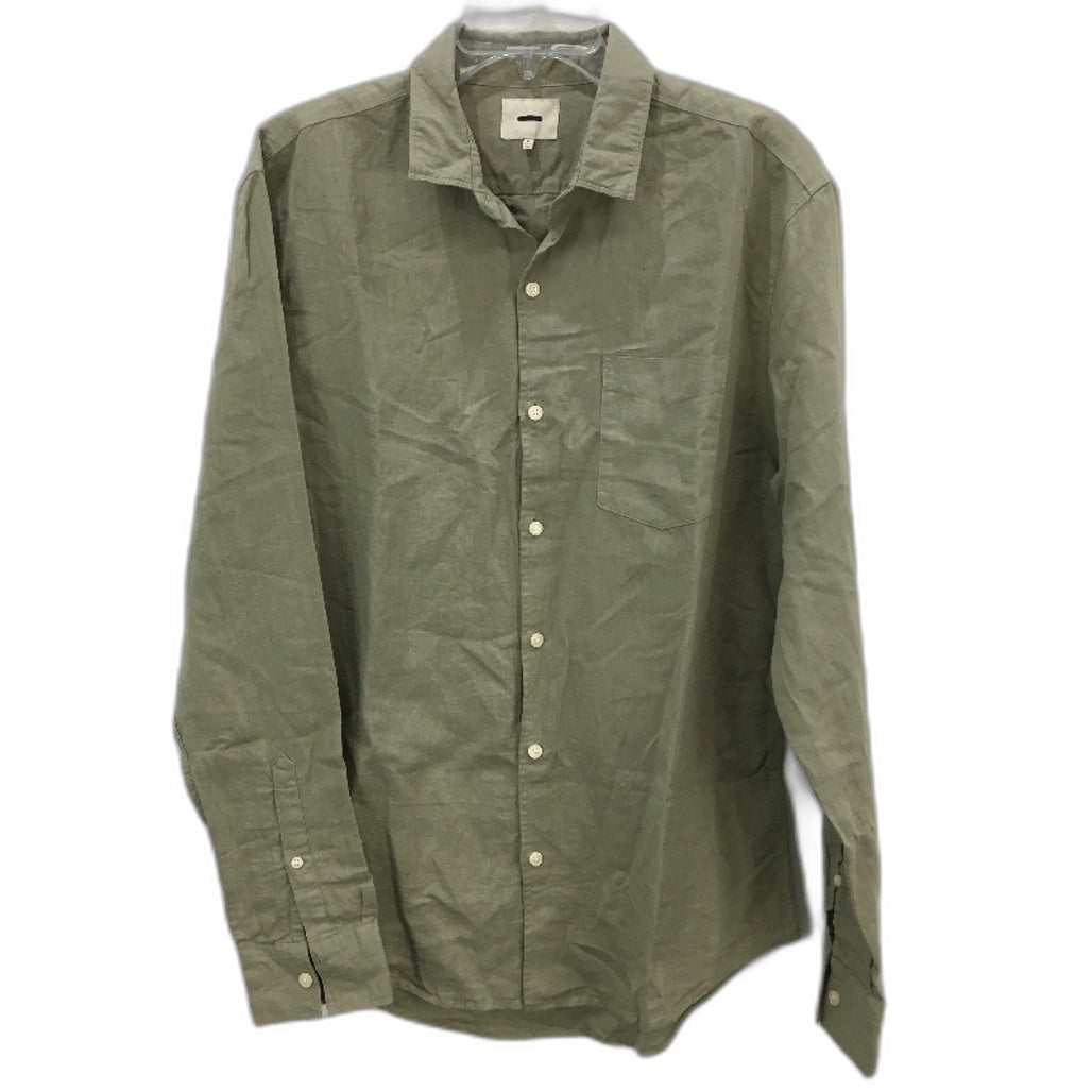 Arvust Grover Long Sleeve Linen Blend Muted Green Len Shirt Size Medium NEW