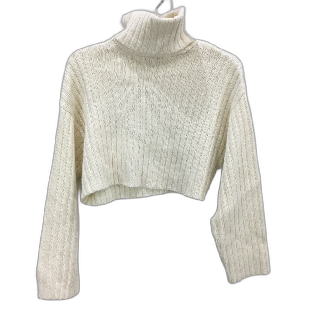 Subtitled Knitted Turtleneck Cropped Cream White Jumper Ladies Size XS NEW