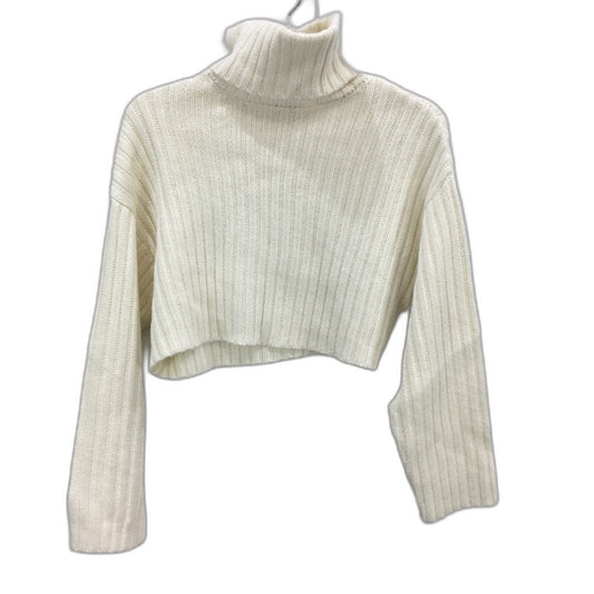 Subtitled Knitted Turtleneck Cropped Cream White Jumper Ladies Size XS NEW