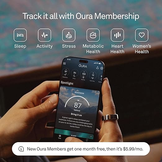 Oura Ring 4 Smart Fitness and Health Monitor Accessory in Silver Size 7 DEMO