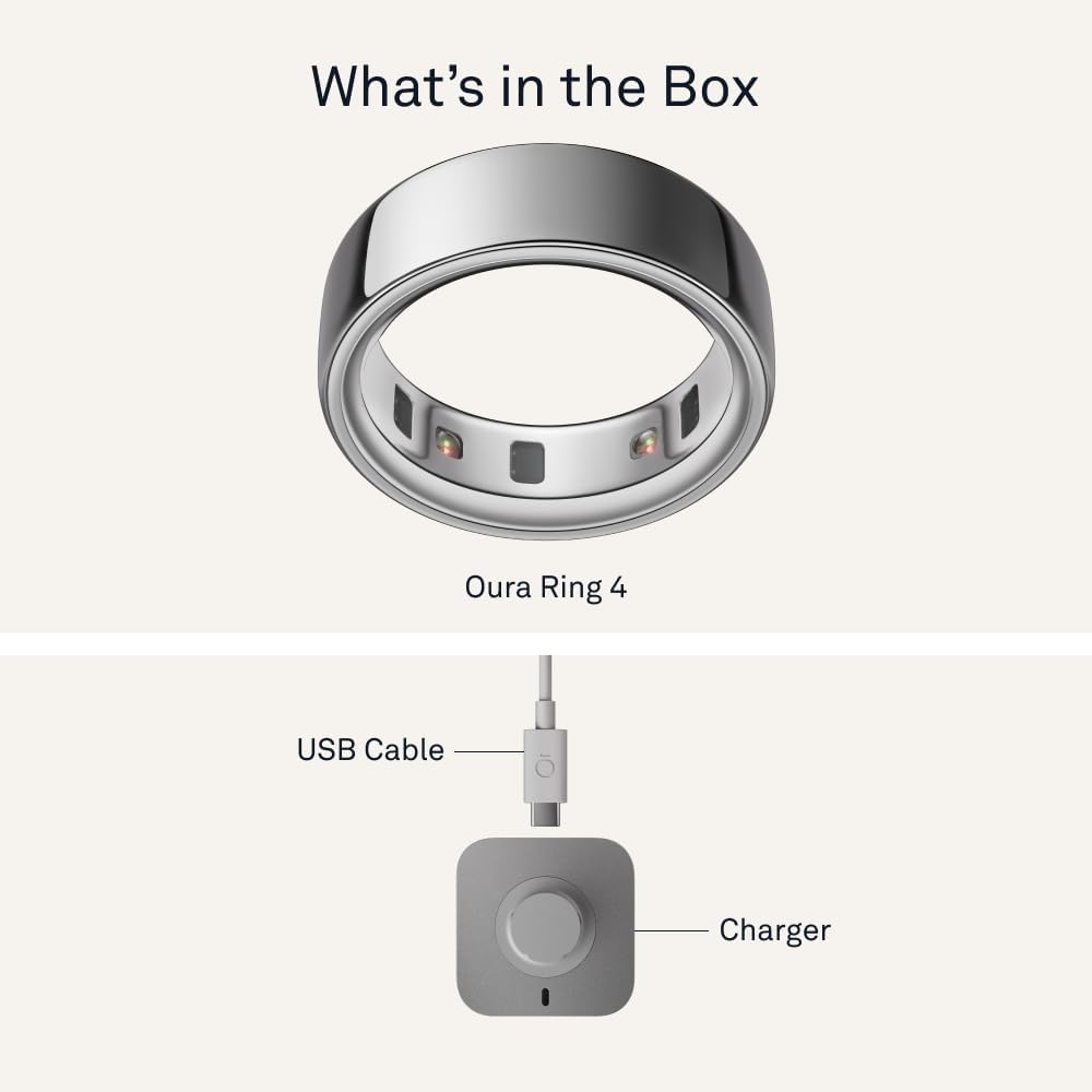 Oura Ring 4 Smart Fitness and Health Monitor Accessory in Silver Size 7 DEMO