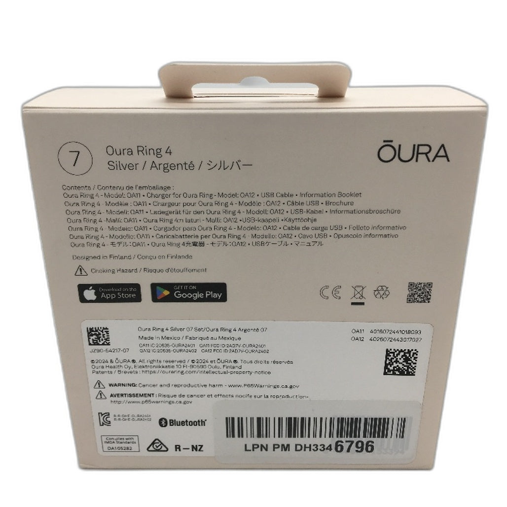 Oura Ring 4 Smart Fitness and Health Monitor Accessory in Silver Size 7 DEMO
