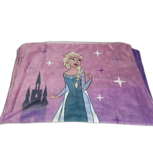 Frozen Elsa Purple & Pink Reversible Soft Plush Kids Throw Blanket