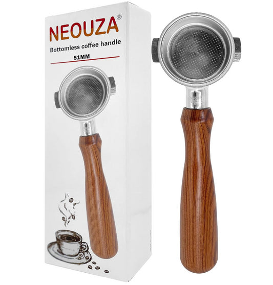 Neouza 51mm Bottomless Espresso Coffee Portafilter With Wooden Handle