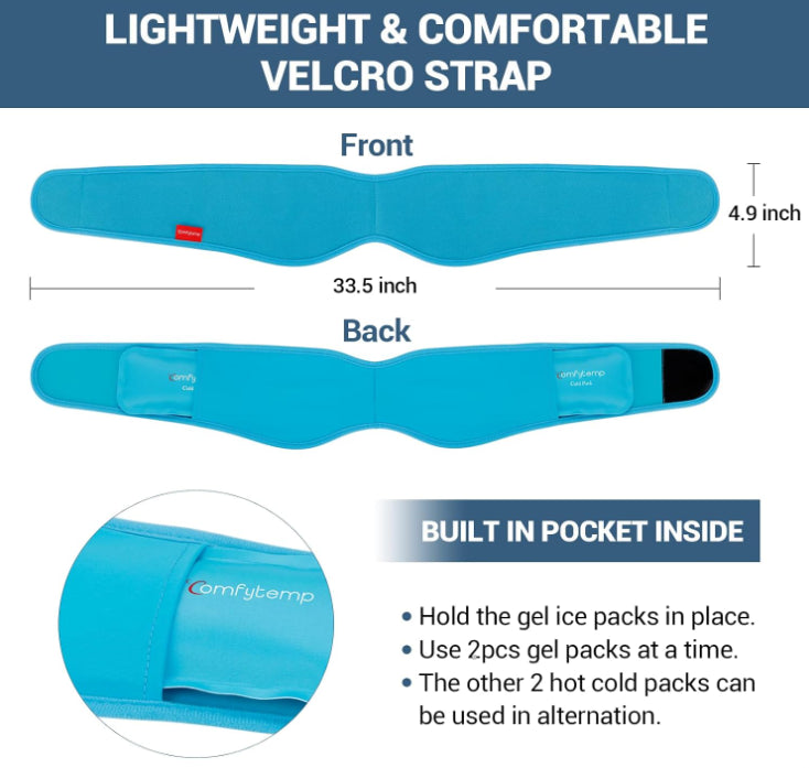 ComfyTemp Jaw & Face Cold Pack Wisdom Teeth Ice Pack & Head Wrap 4 Gel Packs