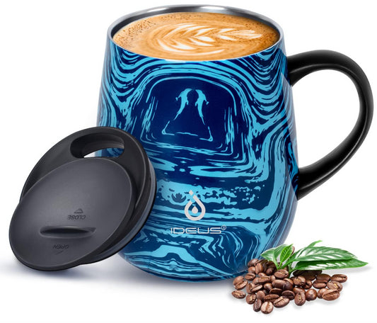 Ideus Coffee Mug 470ml Double Wall Vacuum Insulated Stainless Steel Hot & Cold