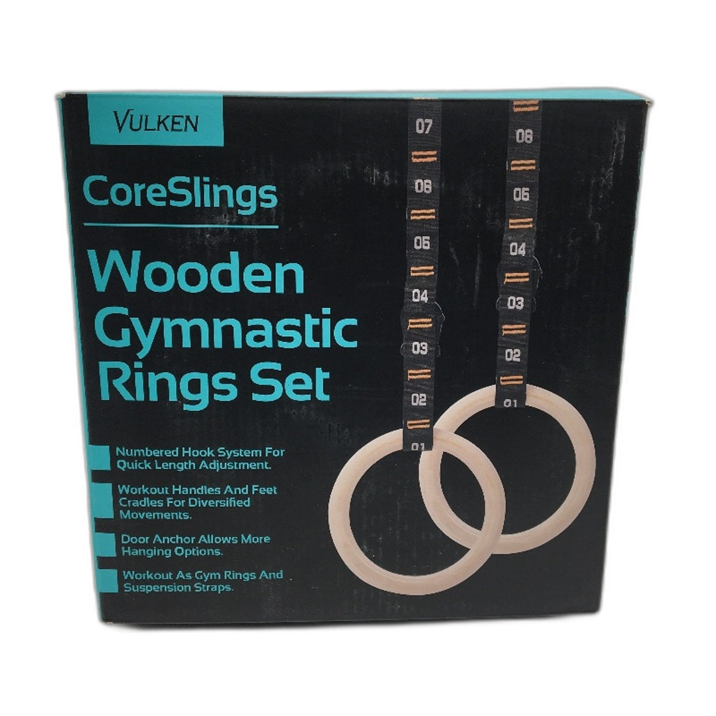 Vulken Wooden Gymnastics Rings Olympic Ring Set Exercise Accessories