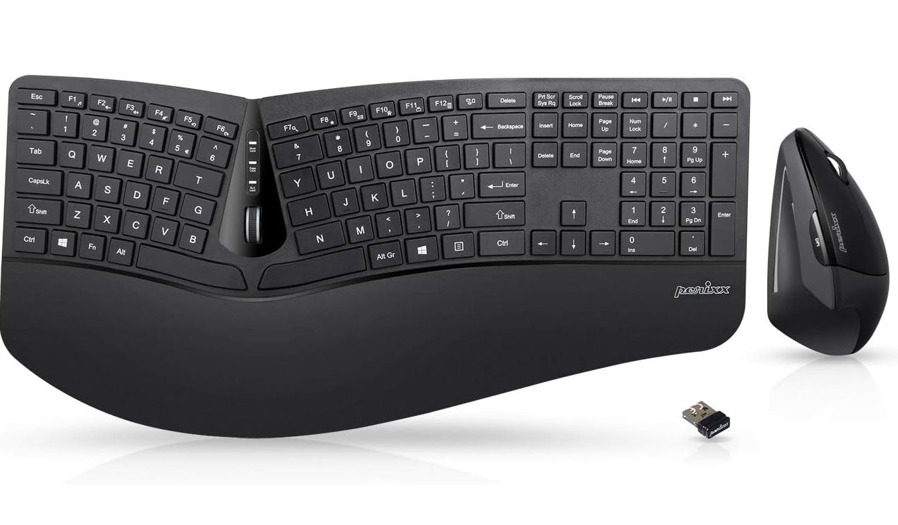 Perixx PERIDUO-605 Wireless Ergonomic Split Keyboard & Vertical Mouse Set