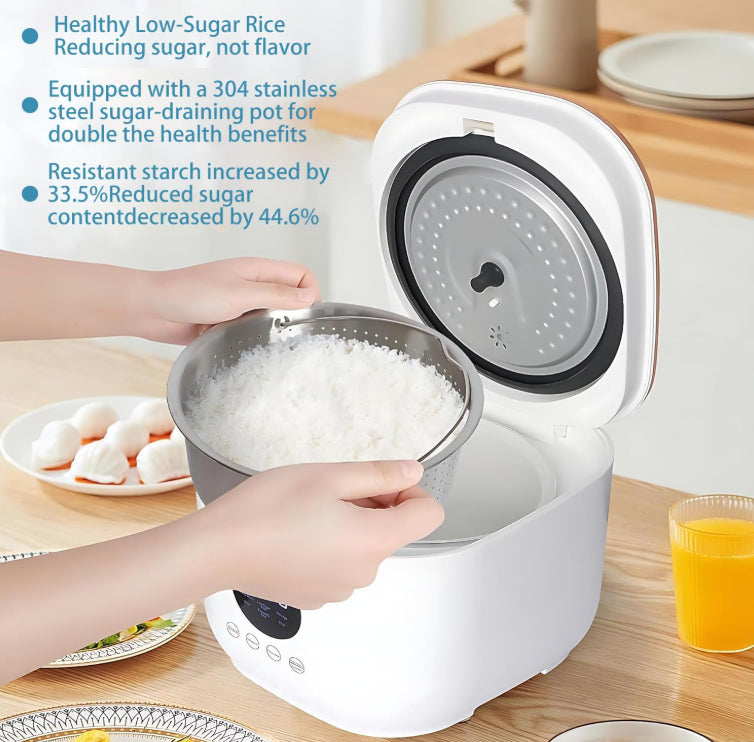 Rice Cooker White & Rose Gold Steamer Pot 3L Electric Kitchen Cooker