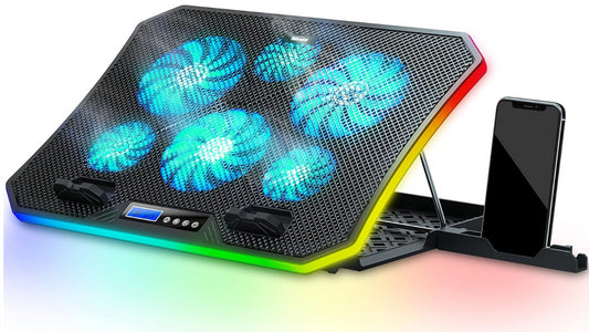 TopMate C12 Laptop Cooling Fan Pad RGB Gaming Notebook Cooler Stand Adjustable