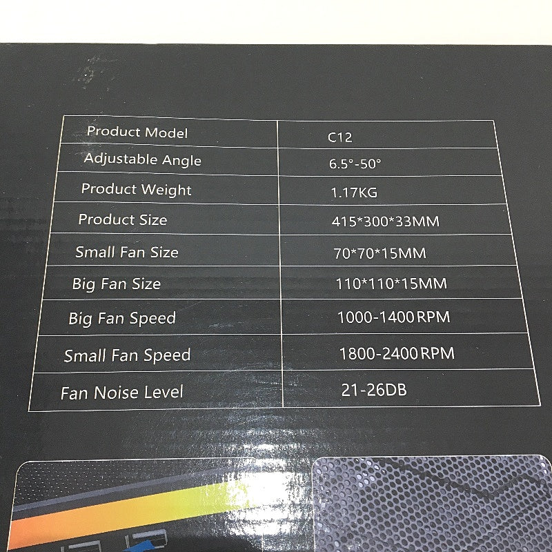 TopMate C12 Laptop Cooling Fan Pad RGB Gaming Notebook Cooler Stand Adjustable