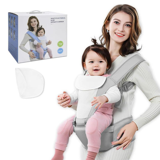 Beideli Baby Hip Carrier Grey Infant Waist Stool With 2 Bibs Multi-Functional