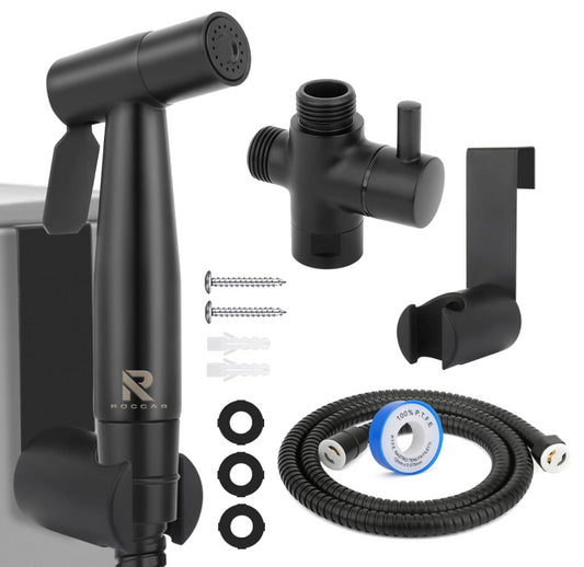 Roccar Handheld Bidet Brushed Black Matte Toilet Sprayer Kit With Hose