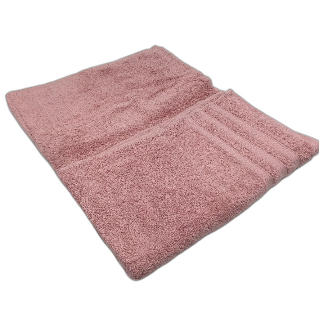 Set of 4 Blush Pink Tri Rib Accented 100% Cotton Plain Bath Towl Set NEW