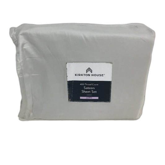 Kirkton House Silver Grey Sateen Fitted 400 Thread Count Sheet Set QUEEN Bed NEW