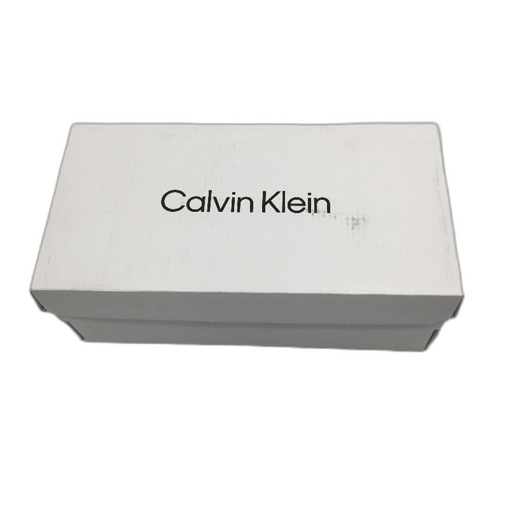 Calvin Klein Black Faux Leather Layne Logo Flat Shoes Ladies US 7.5 NEW