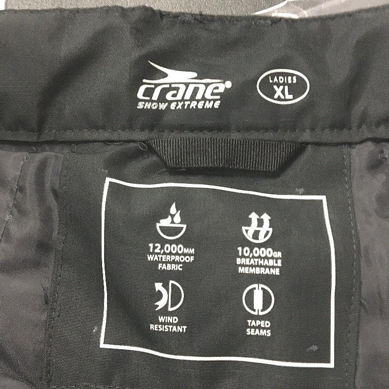 Crane Performance Waterproof Breathable Snowboard Pants Black Ladies Size XL NEW