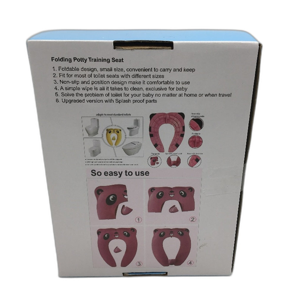 Kids Toddlers Pink Folding Non Slip Potty Seat Toilet Cover Pad & Carry Bag NEW