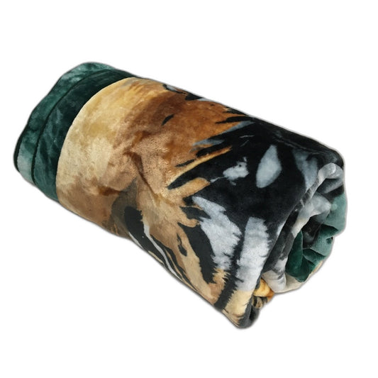 Kirkton House Tiger Print Faux Mink Soft Touch Blanket Fits Queen & King Bed NEW