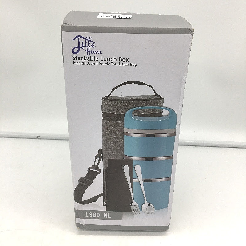 Lille Home 3 Tier 1380ml Stackable Insulated Stainless Steel Blue Lunch Box NEW