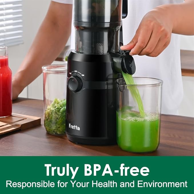 Fretta Nifty 1L 200W BPA Free Slow Masticating Black Cold Press Juicer DEMO