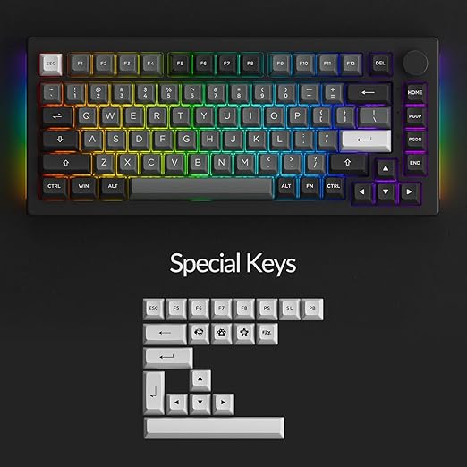 Akko 5075 75% Layout Creamy Yellow Switch Mechanical Keyboard in Black Grey NEW