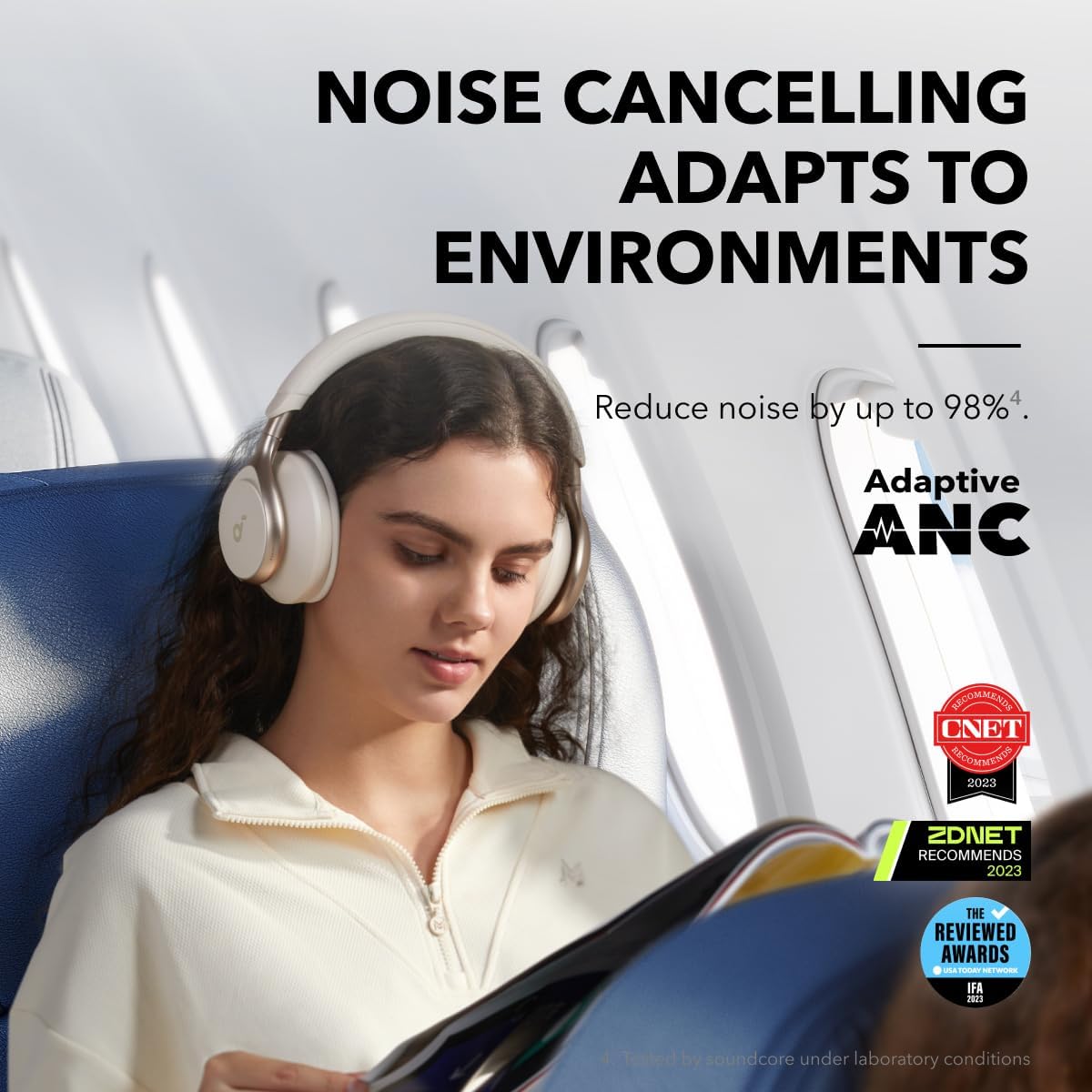 Soundcore by Anker Latte Cream Over Ear Noise Cancelling Headphones NEW