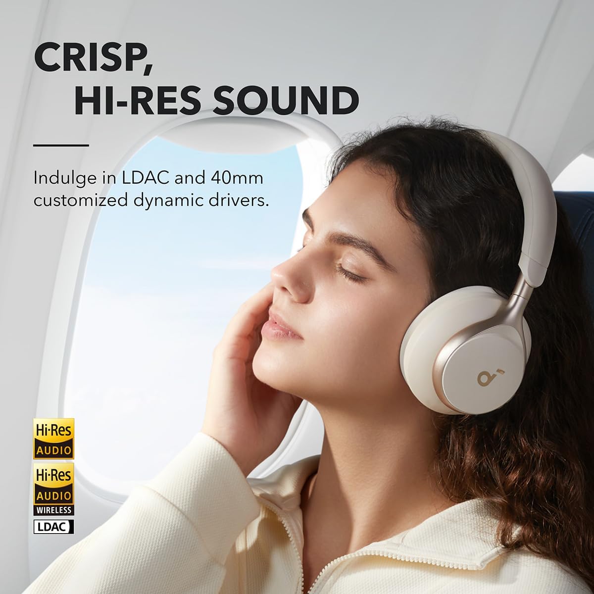 Soundcore by Anker Latte Cream Over Ear Noise Cancelling Headphones NEW