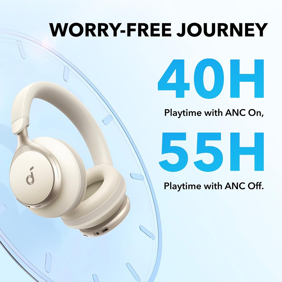 Soundcore by Anker Latte Cream Over Ear Noise Cancelling Headphones NEW