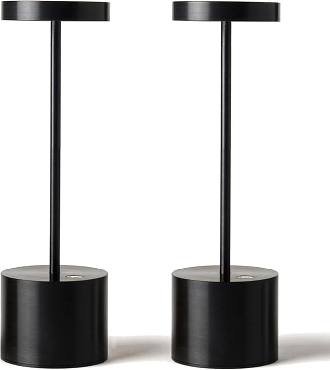 2 Pack Black Cordless 5V-1A Dimming Touch Minimalist Table LED Lamp NEW