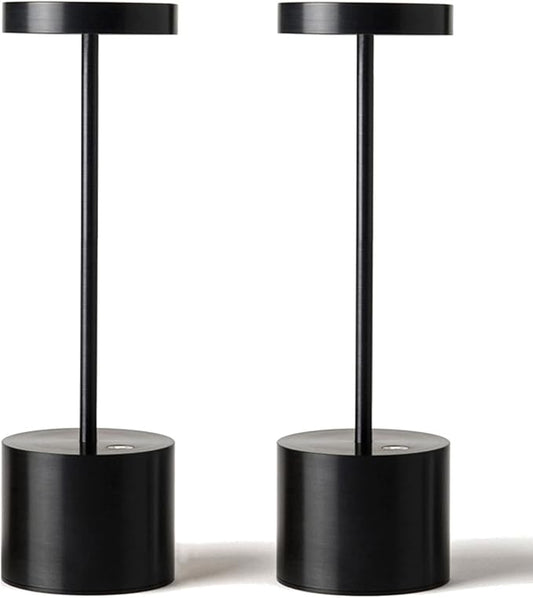 2 Pack Black Cordless 5V-1A Dimming Touch Minimalist Table LED Lamp NEW