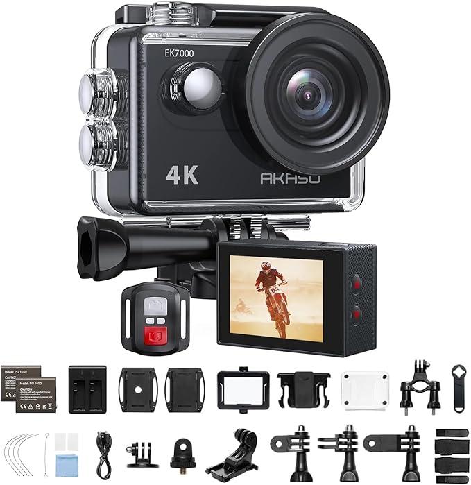 AKASO EK7000 4K 20MP 30fps WiFi Action Camera with Remote Control NEW