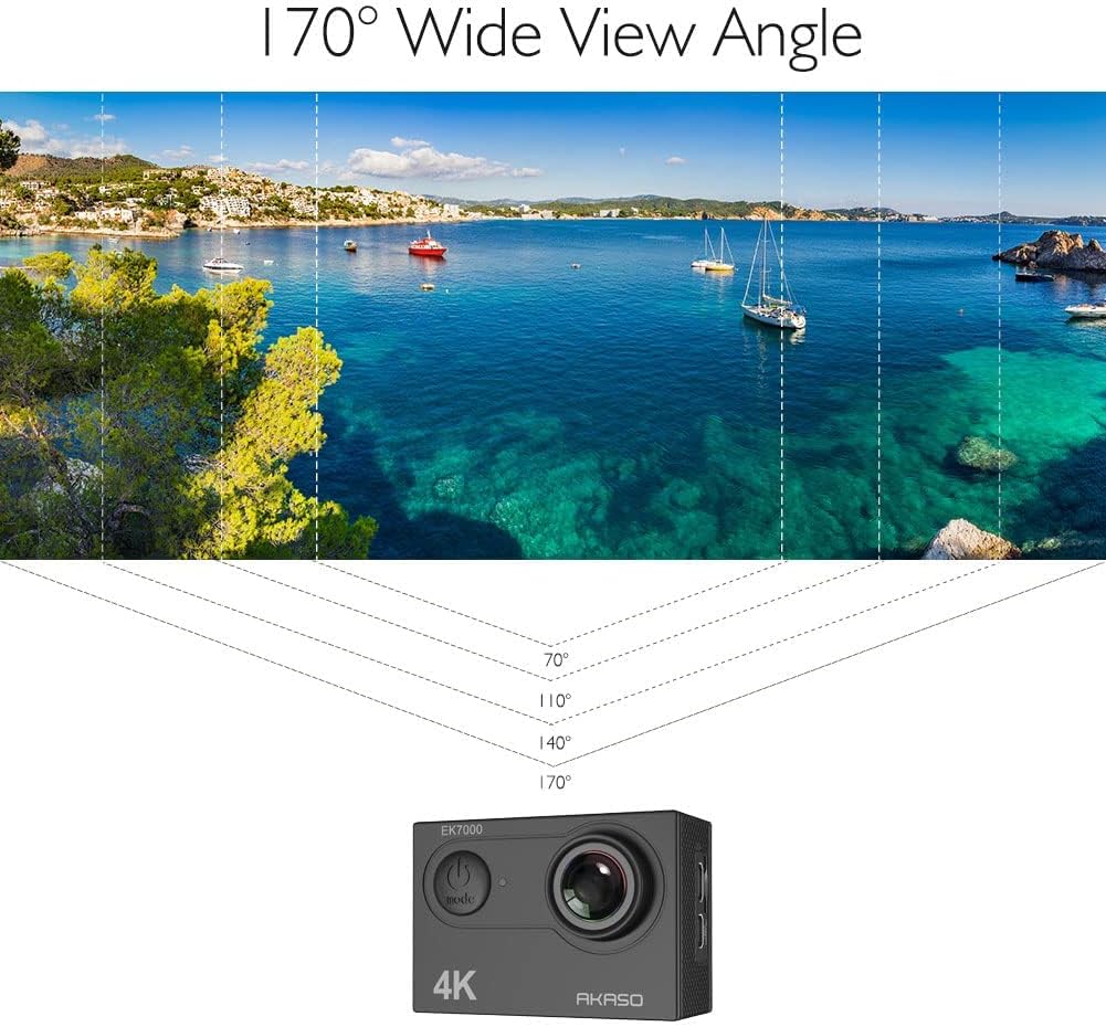 AKASO EK7000 4K 20MP 30fps WiFi Action Camera with Remote Control NEW