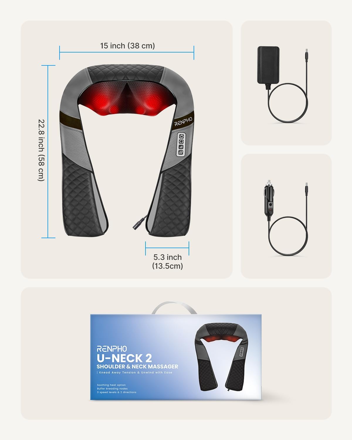 Renpho RP-SNM061 U Neck 2 Heated Shoulder and Neck Shiatsu Massager DEMO