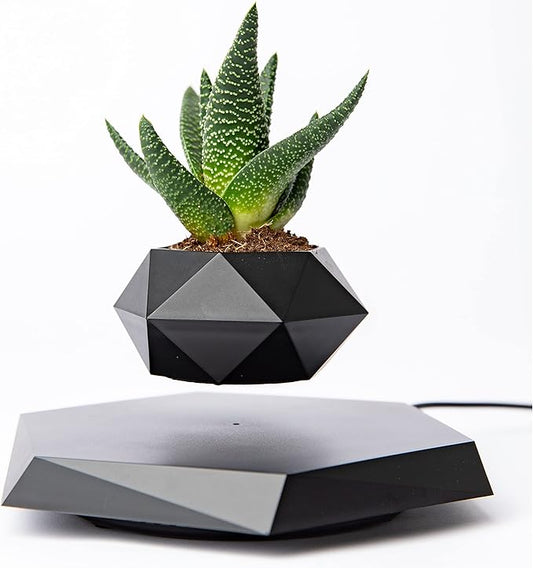 Floating Bonsai Geometric Black Planter Pot Magnetic Levitation Display NEW