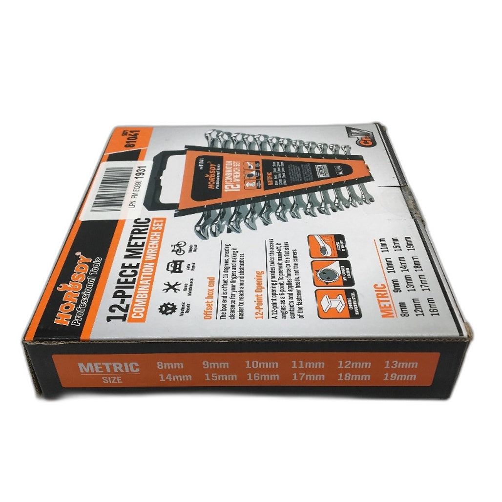 Horusdy 12 Piece Metric Combination CR-V Steel Portable Wrench Spanner Set NEW